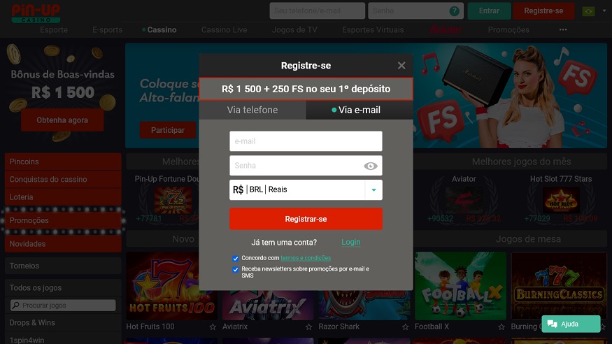 Registrar no Pin-Up Casino